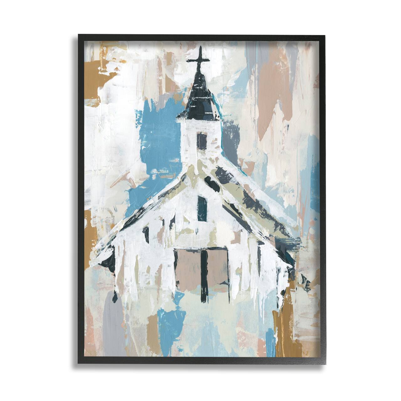 Stupell Industries Distressed Country Church House Abstract Pattern Framed Wall Art